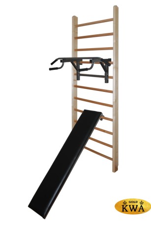 Шведская стенка деревянная из сосны - СОСНА - ТБ - ДУ (стенка + турник-брусья + доска угловая для пресса)