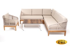 "Канны" модульная угловая лаунж-зона из роупа (веревки), основание дуб, цвет бежевый