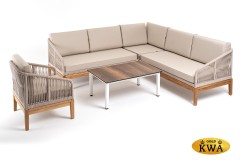 "Канны" модульная угловая лаунж-зона из роупа (веревки), основание дуб, цвет бежевый