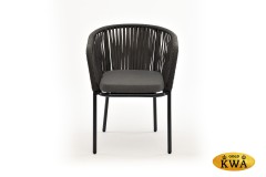 &quot;Бордо&quot; стул плетеный из роупа, каркас алюминий темно-серый (RAL7024) муар, роуп серый 15мм, ткань темно-серая 019