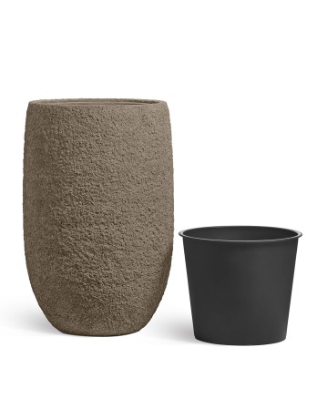 Кашпо TREEZ Effectory Каменная фактура Высокая чаша тёмный беж в-85, д-55 см
