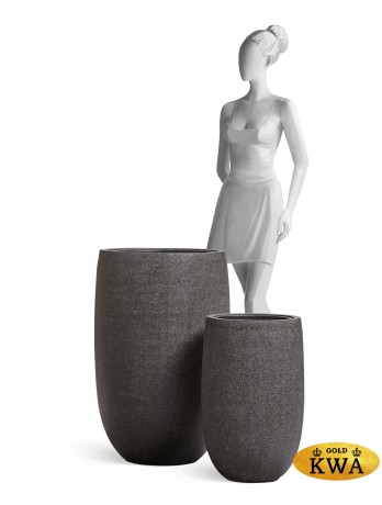 Кашпо TREEZ Effectory Stone Высокая чаша Тёмно-серый камень в-85, д-55 см