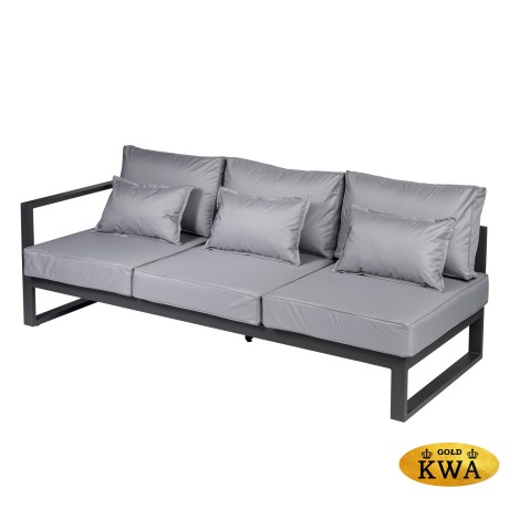 Диван садовый из алюминия трехместный левый с правым подлокотником Лагуна G401.9Е10 серый/антрацит