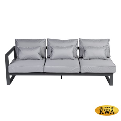 Диван садовый из алюминия трехместный левый с правым подлокотником Лагуна G401.9Е10 серый/антрацит