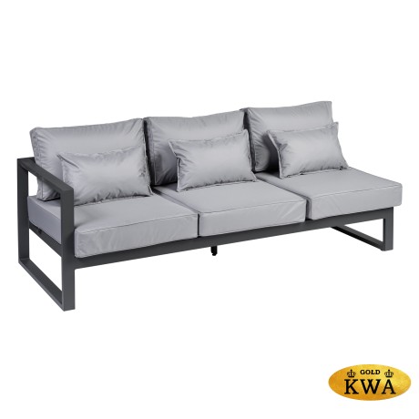 Диван садовый из алюминия трехместный левый с правым подлокотником Лагуна G401.9Е10 серый/антрацит