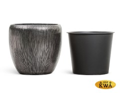 Кашпо TREEZ Effectory Wow Конус-Чаша Стальное серебро с рельефом в-37 см, д-39 см