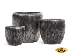 Кашпо TREEZ Effectory Wow Конус-Чаша Стальное серебро с рельефом в-37 см, д-39 см