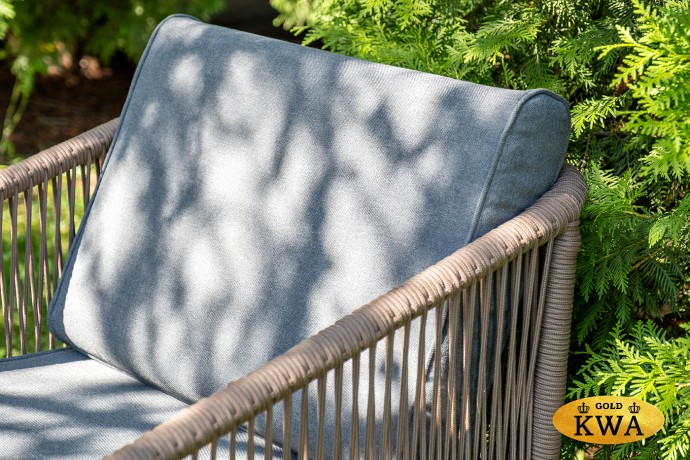 "Канны" лаунж-зона 4-местная из роупа со столом "Верона" (серый гранит), каркас алюминиевый коричневый, роуп коричневый