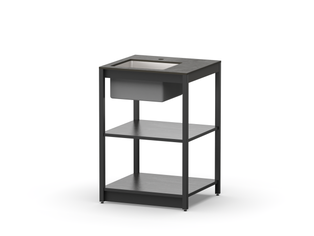 Cтол разделочный с мойкой Lounge B-09S, 60 см, черный/черный мрамор