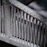 "Канны" диван 2-местный плетеный из роупа, каркас алюминий темно-серый (RAL7024) муар, роуп темно-серый круглый, ткань темно-серая 027