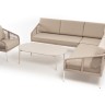 "Канны" модульная угловая лаунж-зона из роупа (веревки) со столом "Диего" (молочный), цвет бежевый