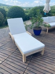 Шезлонг деревянный с матрасом
