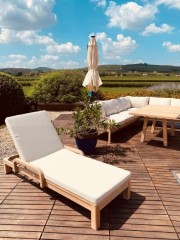 Шезлонг деревянный с матрасом