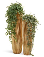 Кашпо TREEZ Effectory Metal Высокий конус Design Wave Сусальное золото в-75 см, д-34 см