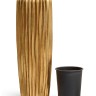 Кашпо TREEZ Effectory Metal Высокий конус Design Wave Сусальное золото в-75 см, д-34 см