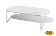 &quot;Венеция&quot; журнальный стол из искусственного камня овальный, 130х70см, Н38, цвет белый