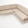 "Канны" диван модульный плетеный из роупа, каркас алюминий белый, роуп бежевый круглый, ткань бежевая 035