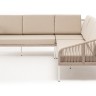 "Канны" диван модульный плетеный из роупа, каркас алюминий белый, роуп бежевый круглый, ткань бежевая 035