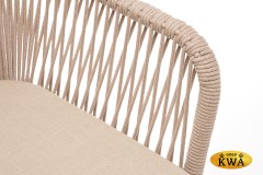 &quot;Лион&quot; стул плетеный из роупа, каркас из стали белый муар, роуп бежевый круглый, ткань бежевая