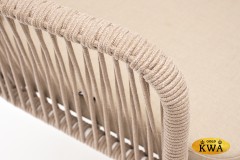 &quot;Лион&quot; стул плетеный из роупа, каркас из стали белый муар, роуп бежевый круглый, ткань бежевая