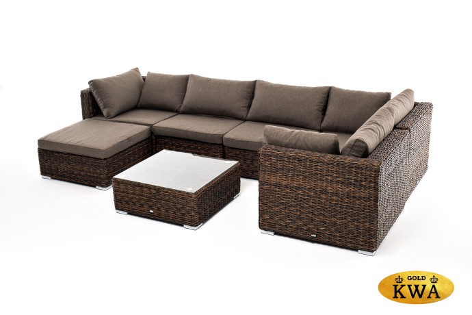 "Лунго" трансформирующаяся лаунж-зона из искусственного ротанга (гиацинт), цвет коричневый