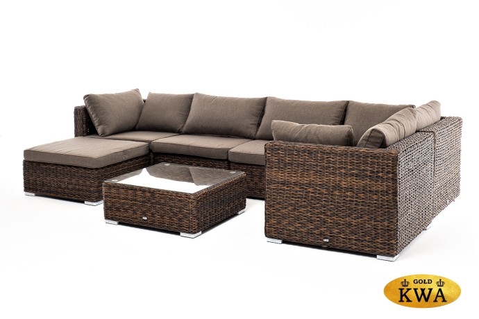 "Лунго" трансформирующаяся лаунж-зона из искусственного ротанга (гиацинт), цвет коричневый