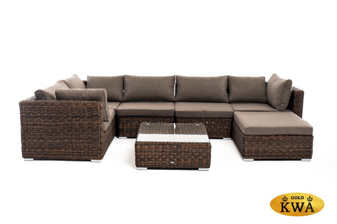 "Лунго" трансформирующаяся лаунж-зона из искусственного ротанга (гиацинт), цвет коричневый