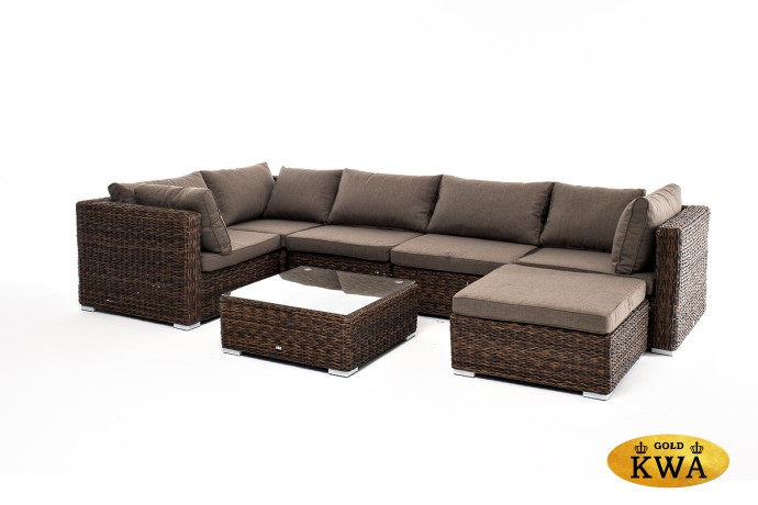 "Лунго" трансформирующаяся лаунж-зона из искусственного ротанга (гиацинт), цвет коричневый