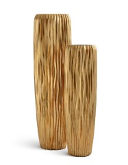 Кашпо TREEZ Effectory Metal Высокий конус Design Wave Сусальное золото в-97 см, д-34 см 1/1
