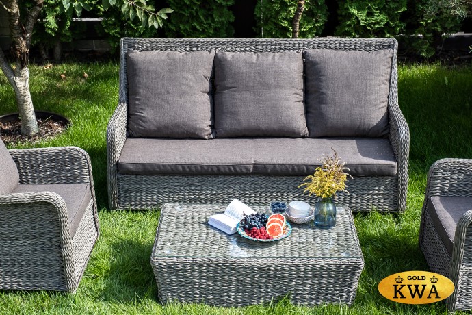 "Гляссе" лаунж-зона из искусственного ротанга (гиацинт), цвет графит