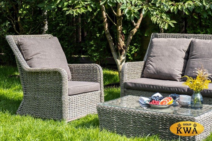 "Гляссе" лаунж-зона из искусственного ротанга (гиацинт), цвет графит