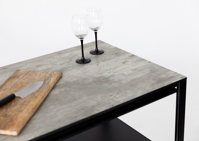 Cтол разделочный Lounge B-01, 90 см, черный/серый каспий