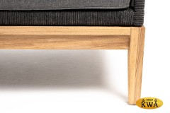 &quot;Канны&quot; диван 2-местный плетеный из роупа, основание дуб, роуп темно-серый круглый, ткань темно-серая 027