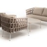 "Диего" лаунж-зона 4-местная плетеная из роупа (веревки), каркас алюминиевый белый, роуп бежевый