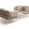 "Диего" лаунж-зона 4-местная плетеная из роупа (веревки), каркас алюминиевый белый, роуп бежевый