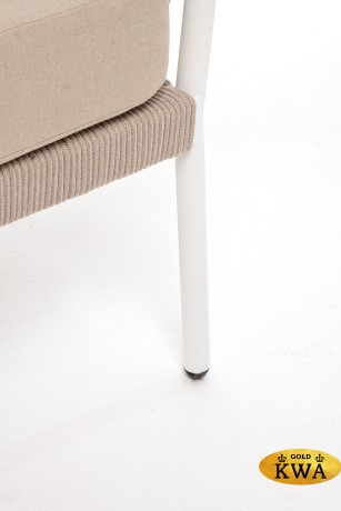 "Диего" лаунж-зона 4-местная плетеная из роупа (веревки), каркас алюминиевый белый, роуп бежевый