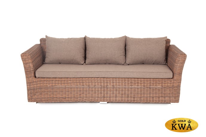 "Капучино" диван из искусственного ротанга трехместный, цвет коричневый