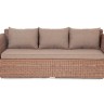 "Капучино" диван из искусственного ротанга трехместный, цвет коричневый