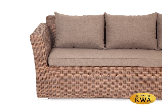 "Капучино" диван из искусственного ротанга трехместный, цвет коричневый