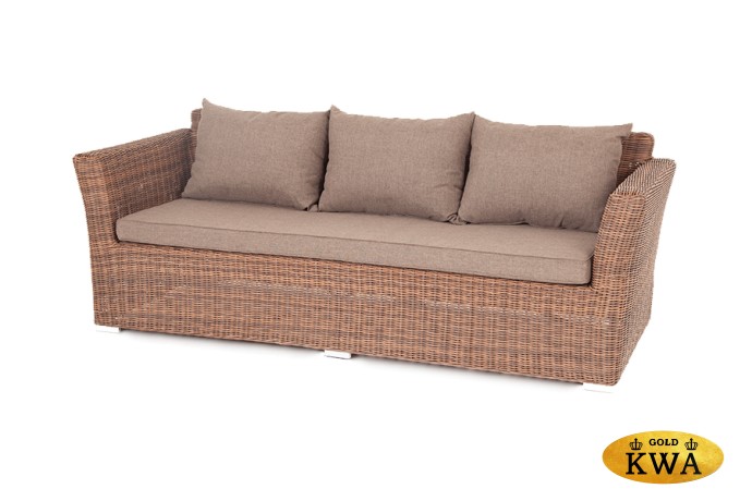 "Капучино" диван из искусственного ротанга трехместный, цвет коричневый
