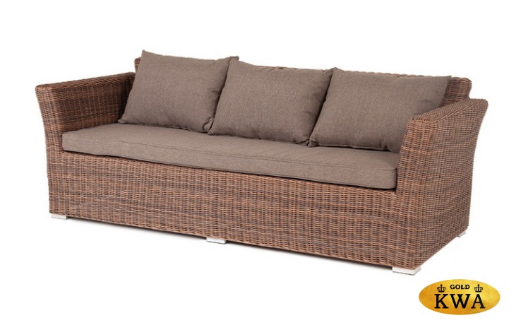 "Капучино" диван из искусственного ротанга трехместный, цвет коричневый