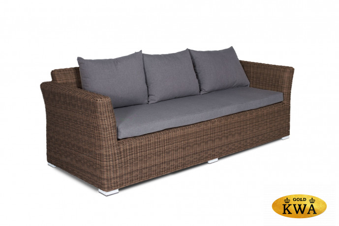 "Капучино" диван из искусственного ротанга трехместный, цвет коричневый