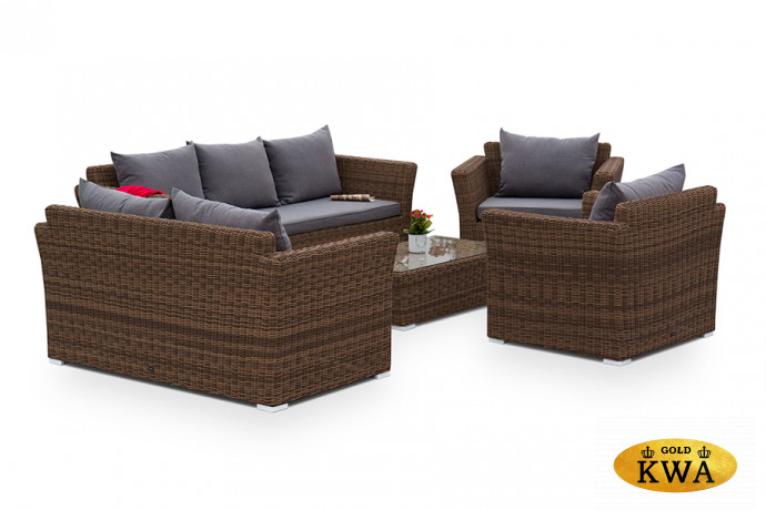 "Капучино" диван из искусственного ротанга трехместный, цвет коричневый