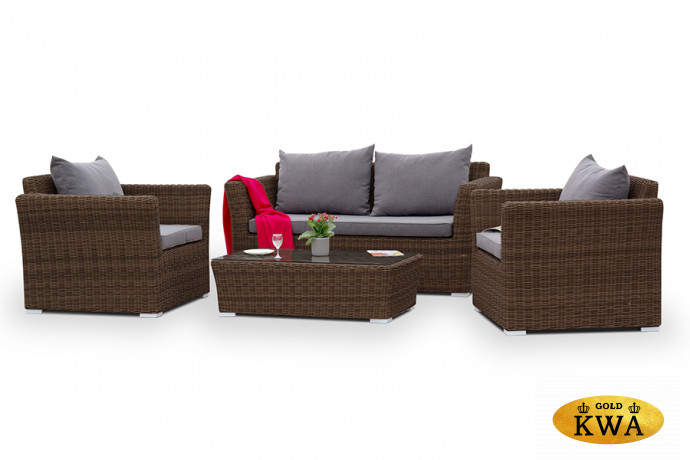 "Капучино" диван из искусственного ротанга трехместный, цвет коричневый