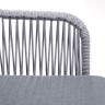 "Лион" стул плетеный из роупа, каркас из стали белый муар, роуп светло-серый круглый, ткань светло-серая
