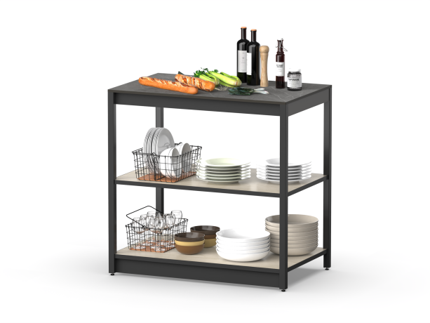 Cтол разделочный Lounge B-01, 90 см, дуб сонома/черный мрамор