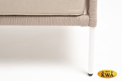 &quot;Канны&quot; диван 2-местный плетеный из роупа, каркас алюминий белый муар, роуп бежевый круглый, ткань бежевая 035