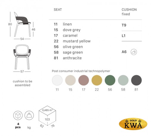Кресло пластиковое с обивкой