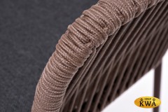 &quot;Лион&quot; стул плетеный из роупа, каркас из стали коричневый (RAL8016) муар, роуп коричневый круглый, ткань темно-серая 027