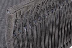 "Лугано" кресло плетеное из роупа, каркас алюминий темно-серый (RAL7024) муар, роуп темно-серый круглый, ткань темно-серая YB25-0027